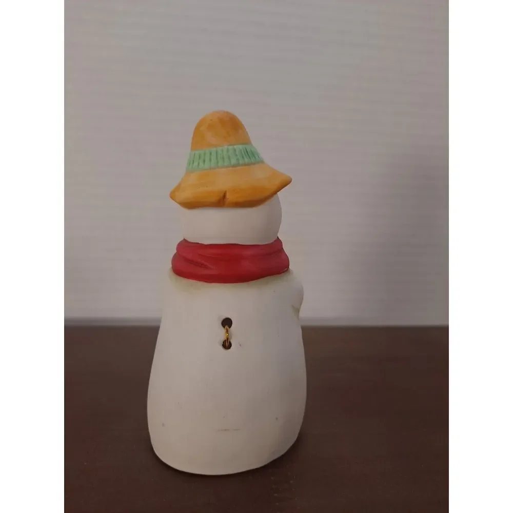 Vintage FEI Snowman Christmas Ceramic Bell Holiday Décor 4 Inches Tall‎